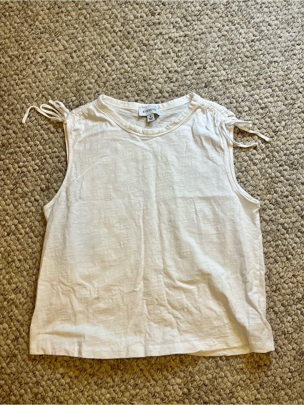 Evereve White Tie-Shoulder Sleeveless Top- medium